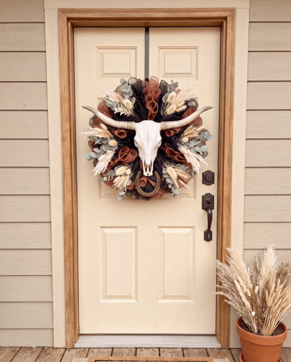 The Longhorn western door wreath